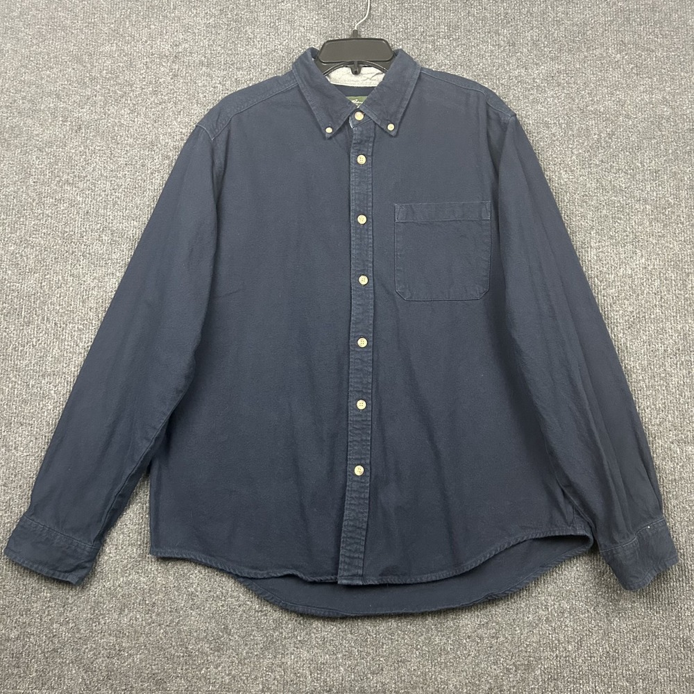 Eddie Bauer Seattle USA Long Sleeve Button Down XL Shirt 100% Cotton Navy Blue